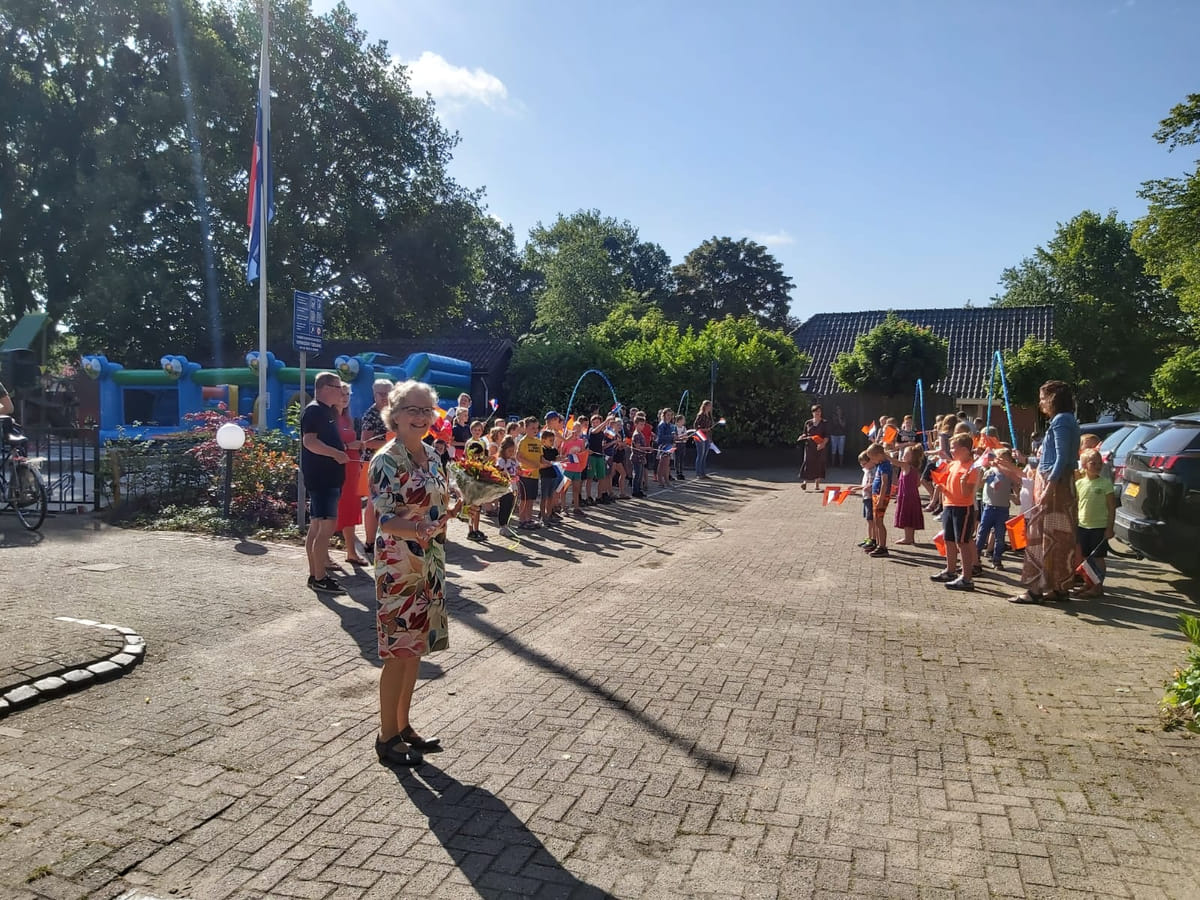 Juf Gerda op haar afscheid