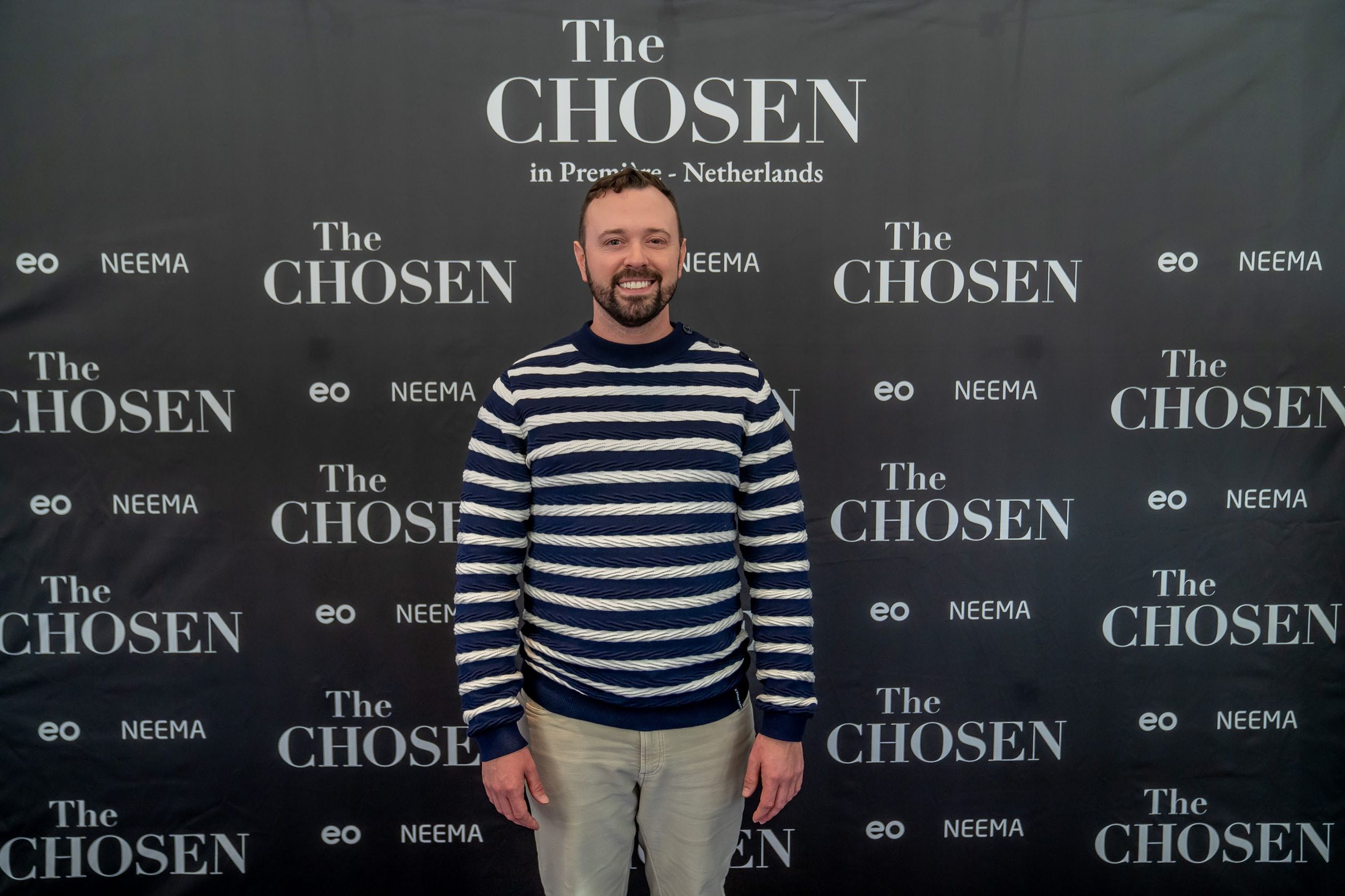 Co-writer Tyler Thompson tijdens de Nederlandse première van The Chosen
