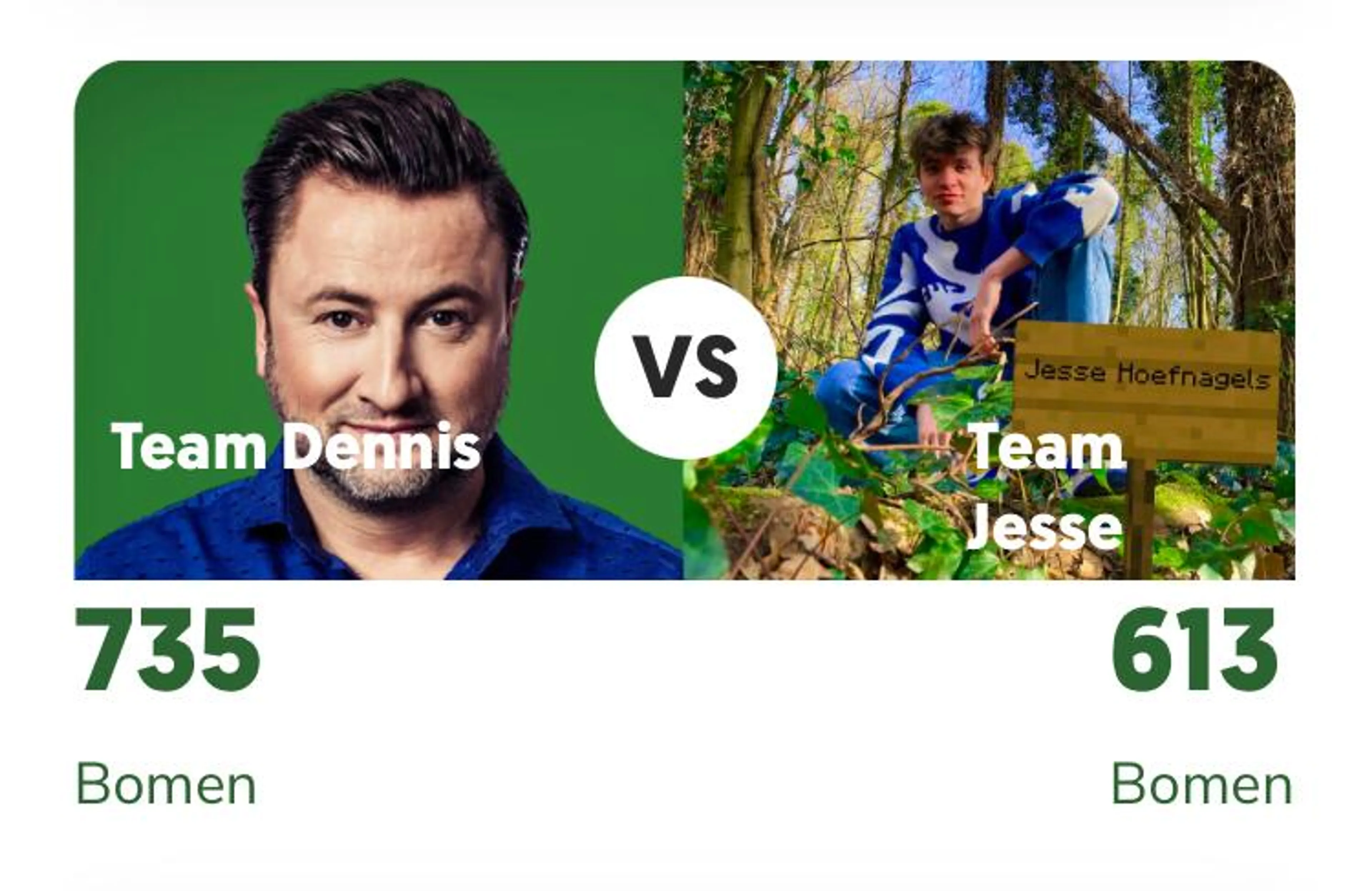 Dennis Weening wint de bomen battle!