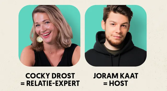 Relatie-expert Cocky Drost en EO-presentator Joram Kaat.